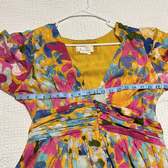 SOLD- Anthropologie The Catalina Button- Front V-Neck Dress - Picture 9 of 10